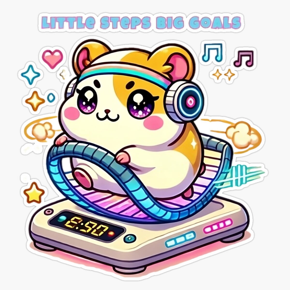 DOPASTICKER Kawaii Hamster - Little Steps Big Goals Sticker, Phone ...