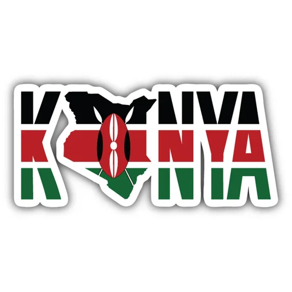 DOPASTICKER Kenya Text Map Flag Sticker Decal Phone Decal Water Bottle ...