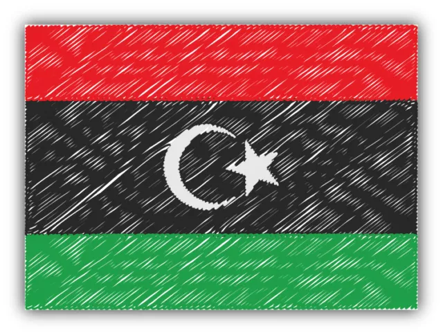 DOPASTICKER Libya Flag Sketch Sticker Decal Phone Decal Water Bottle ...