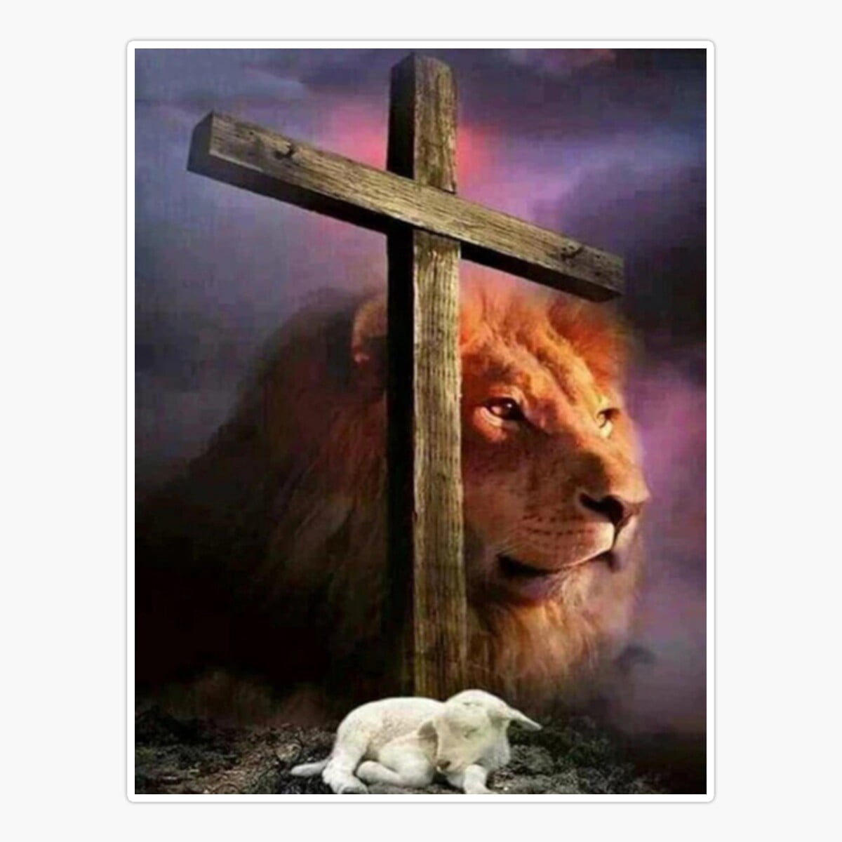 Sticker Aecb DOPASTICKER Lion Sheep Wooden Cross Sticker, Phone Sticker Car Stickers ...