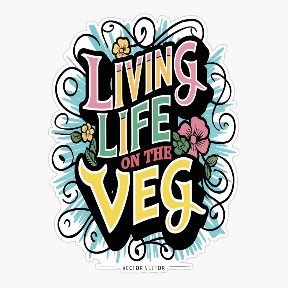 DOPASTICKER Living Lie On The Veg, Unny Vegan Sticker, Phone Sticker ...