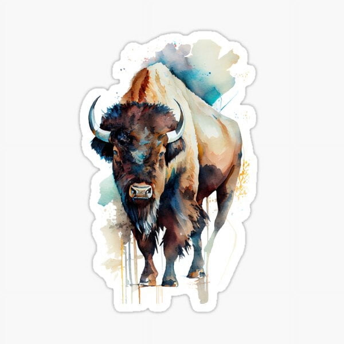 DOPASTICKER Majestic Buffalo Wildlife Collection - Watercolor Art ...
