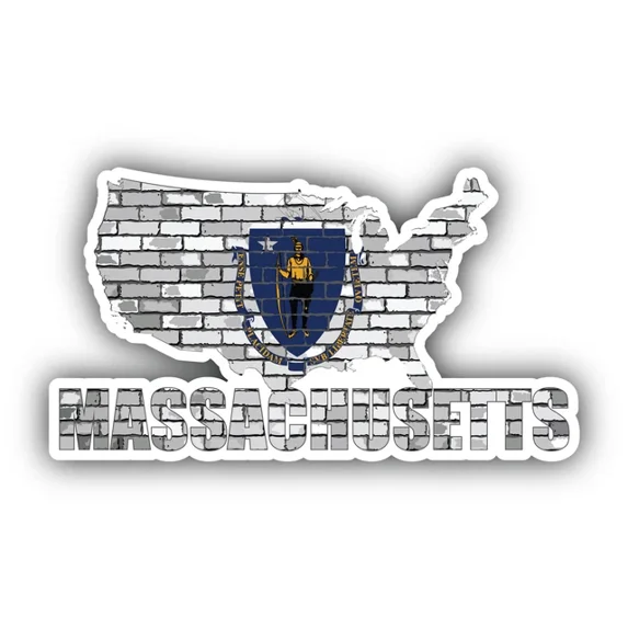 DOPASTICKER Massachusetts Usa Flag State Sticker Car Phone Decal Water ...
