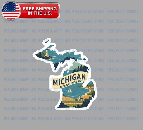 DOPASTICKER Michigan Sticker Souvenir Travel Sticker Phone Sticker ...