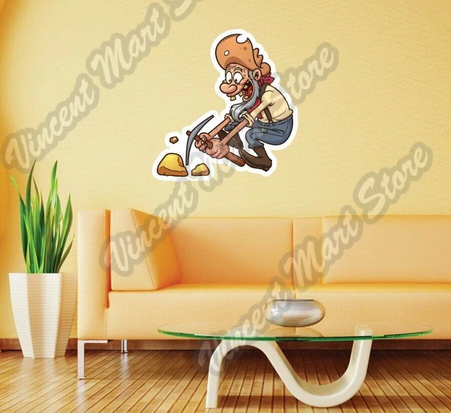 DOPASTICKER Miner Mining Pickaxe Gold Cartoon Wall Sticker Room