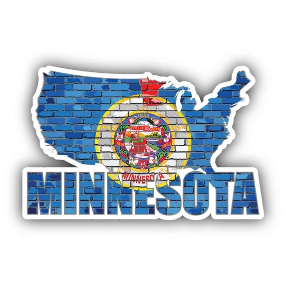 DOPASTICKER Minnesota Usa State Map Flag Sticker Car Phone Decal Water ...