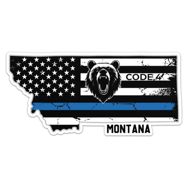 Code 4 Sticker DOPASTICKER Montana State Code 4 Thin Blue Line Sticker Decal Phone ...