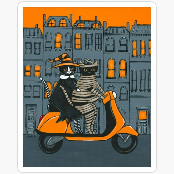 DOPASTICKER Mummy And Witc.H Hallo.Ween Ride Sticker Phone Decal Water ...