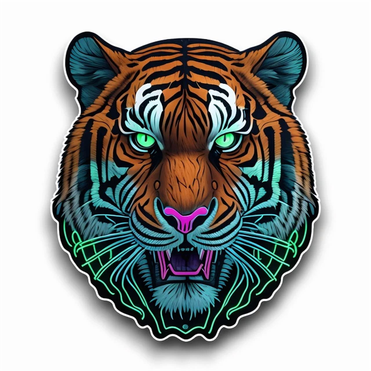 DOPASTICKER Neon Bengal Tiger Animal Head Sticker Decal For Car Window ...