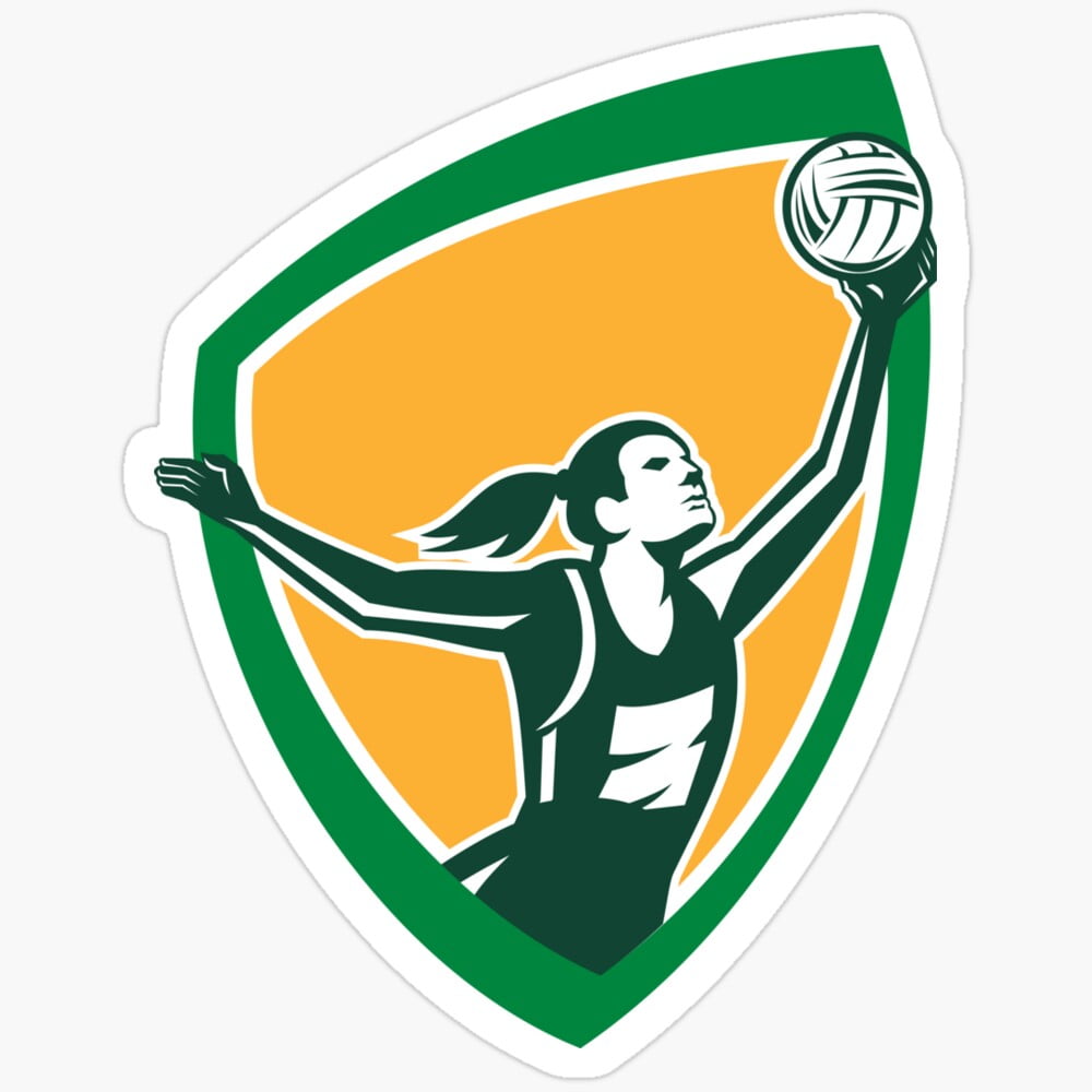 DOPASTICKER Netball Player Catching Ball Shield Retro Sticker Phone ...
