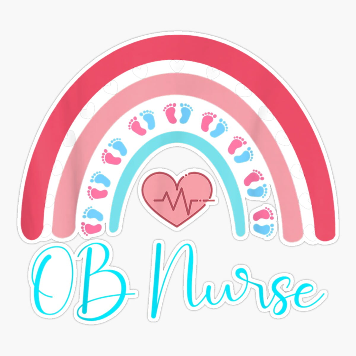DOPASTICKER Ob Nurse Rainbow Heart Baby Labor Delivery Obstetrics Gyn ...