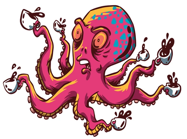 DOPASTICKER Octopus Sticker Coffee Caffeine Cups Mornings Busy Office ...