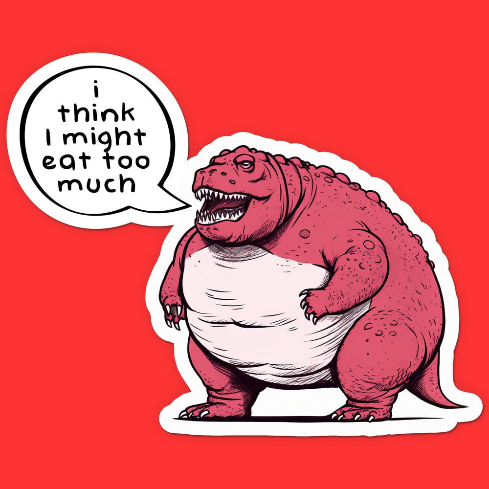 DOPASTICKER Overweight T-Rex Sticker - Dinosaur Sticker Phone Decal ...