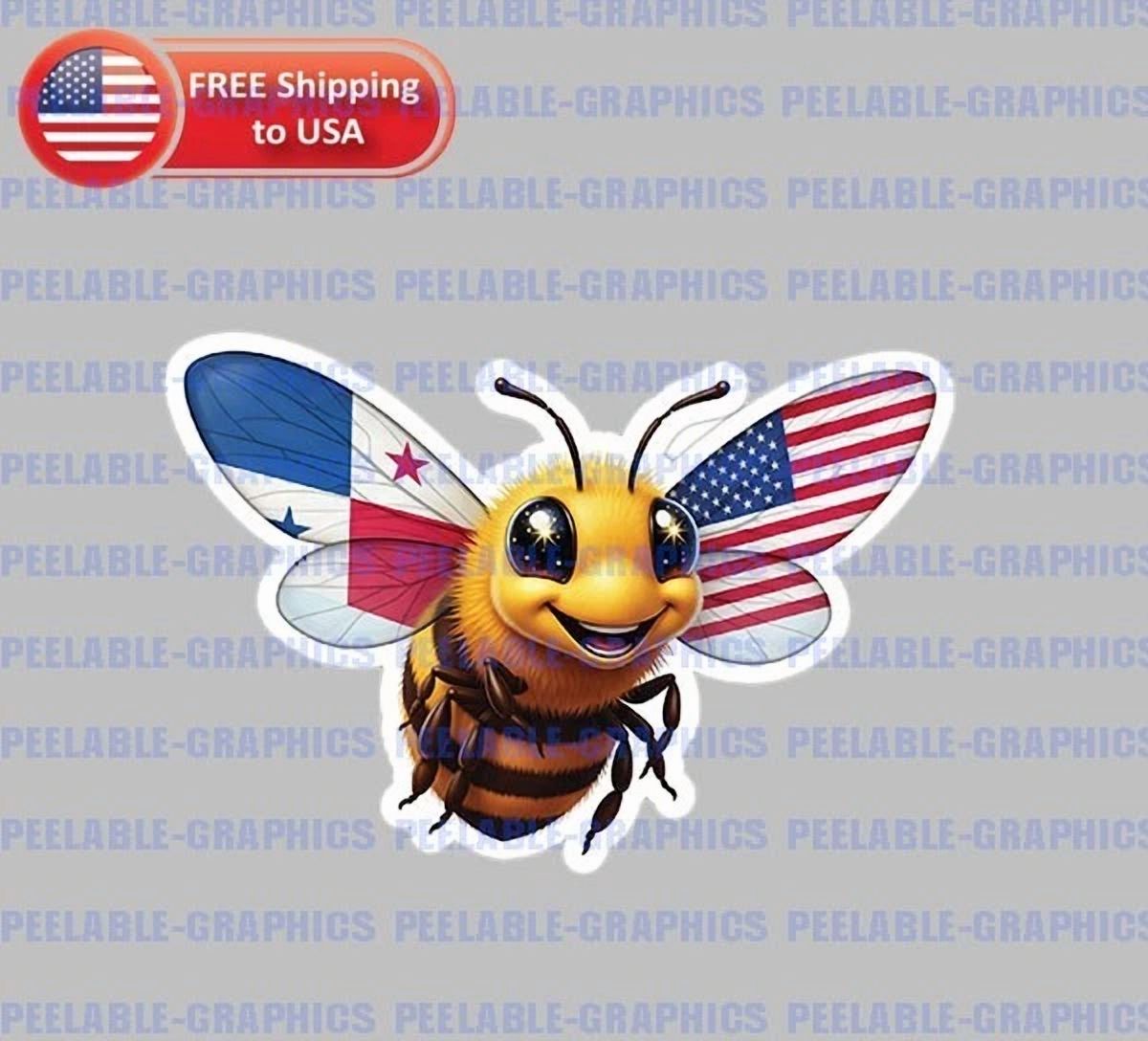 6502 Sticker DOPASTICKER Panama American Flag Bumble Bee Sticker Phone Sticker ...