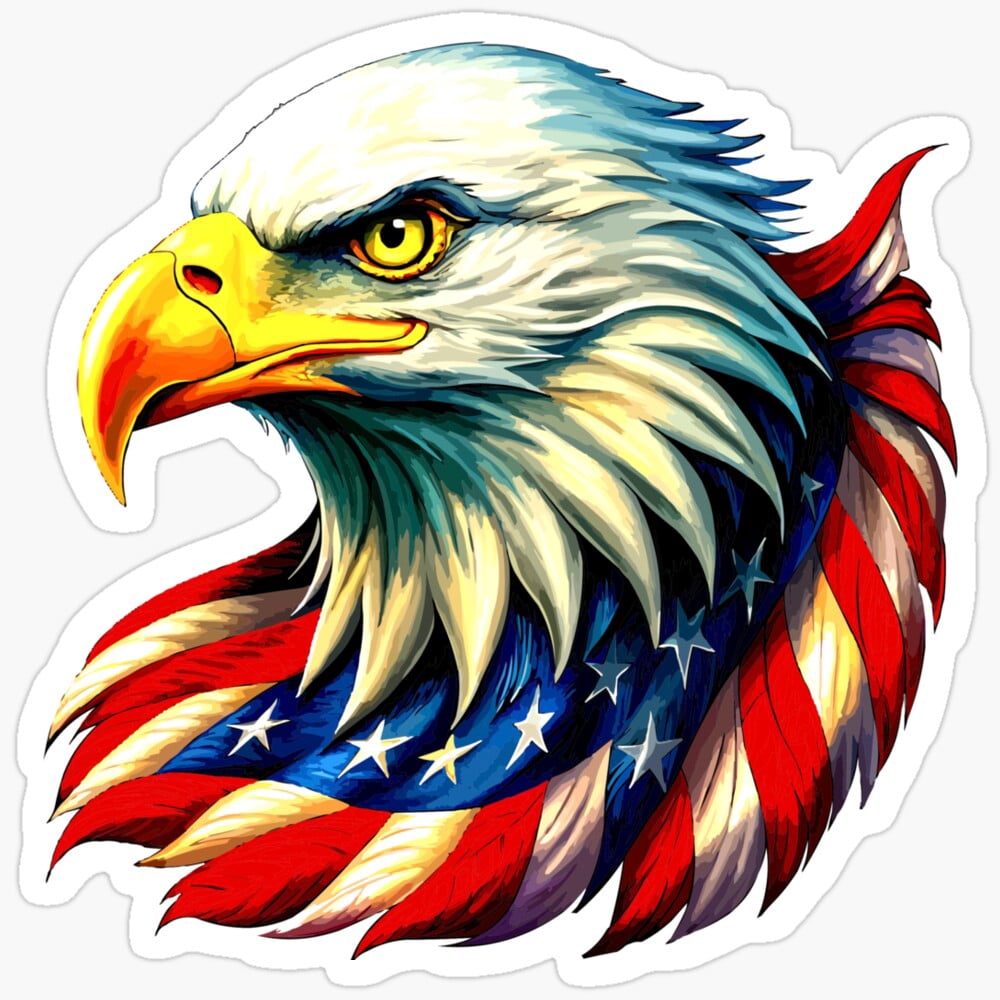 DOPASTICKER Patriotic Eagle With Us Flag Background Sticker Phone Decal ...