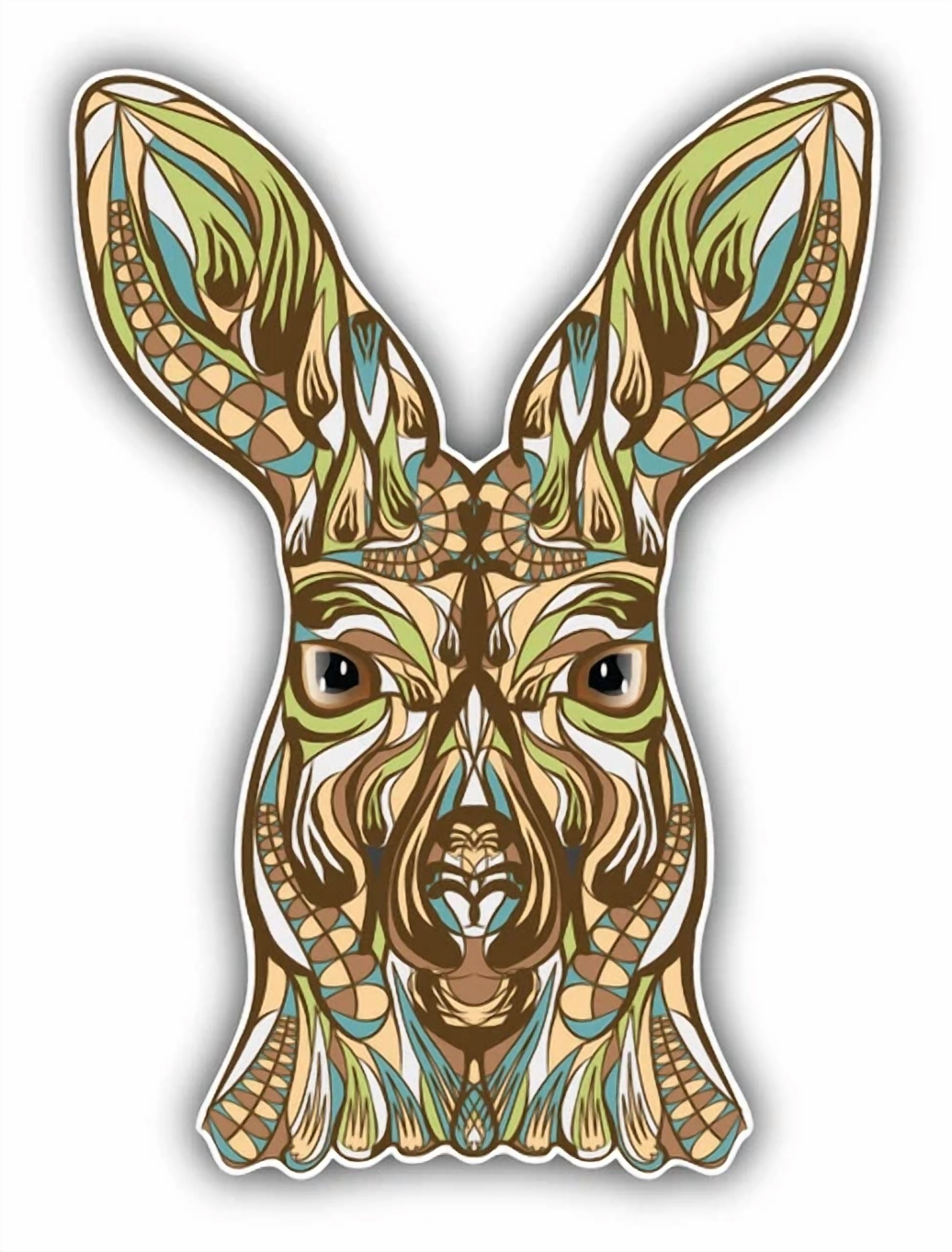 DOPASTICKER Patterned Kangaroo Head Car Sticker Phone Water Bottle ...