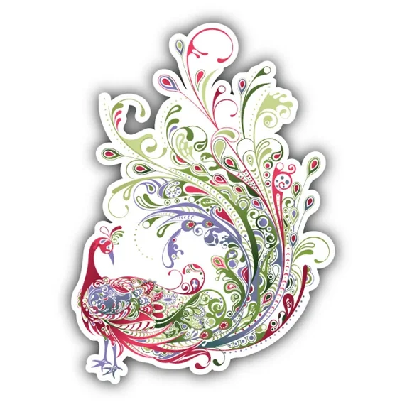 DOPASTICKER Patterned Peacock Sticker Decal Phone Decal Water Bottle ...