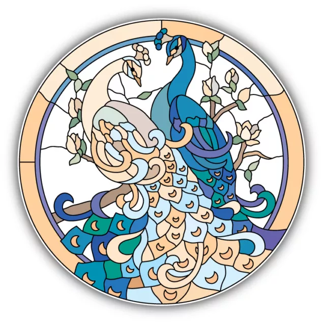 DOPASTICKER Peacock Stained Glass Window Sticker Decal Phone Decal ...
