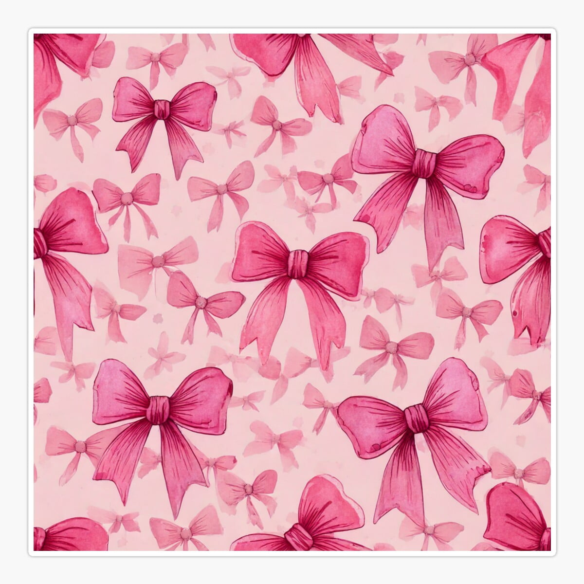 DOPASTICKER Pink Bows Pattern Sticker, Phone Sticker Water Bottle ...