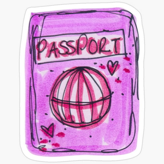 DOPASTICKER Pink Passport Sticker Phone Sticker, Latop Sticker, Lover ...