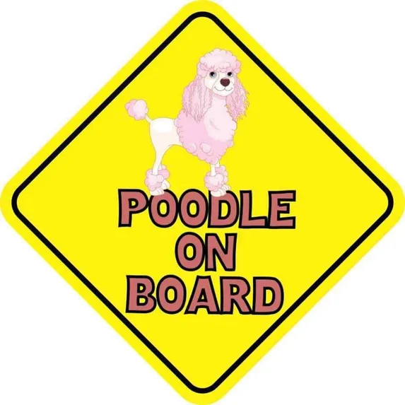 DOPASTICKER Pink Poodle On Board Sticker Phone Sticker, Latop Sticker ...