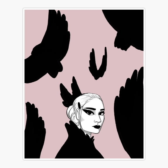 DOPASTICKER Pink Raven Sticker, Phone Sticker Water Bottle Sticker Car ...