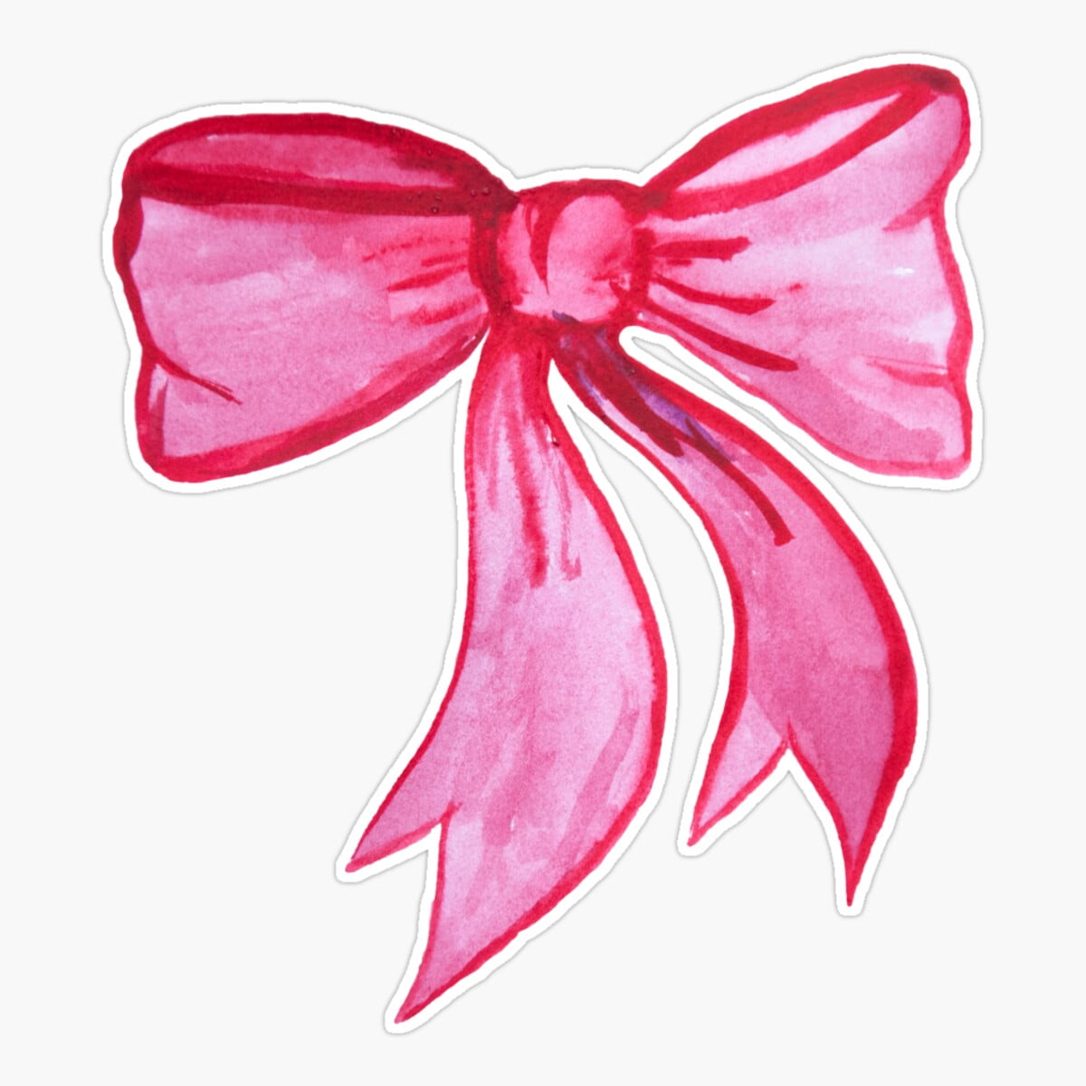DOPASTICKER Pink Watercolor Bow Sticker, Phone Sticker Water Bottle ...