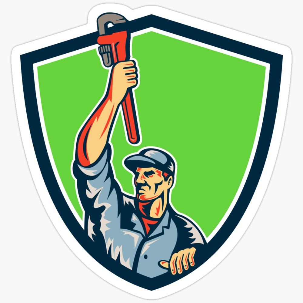 Master Plumber Sticker DOPASTICKER Plumber Raising Up Monkey Wrench Shield Retro Sticker Phone ...