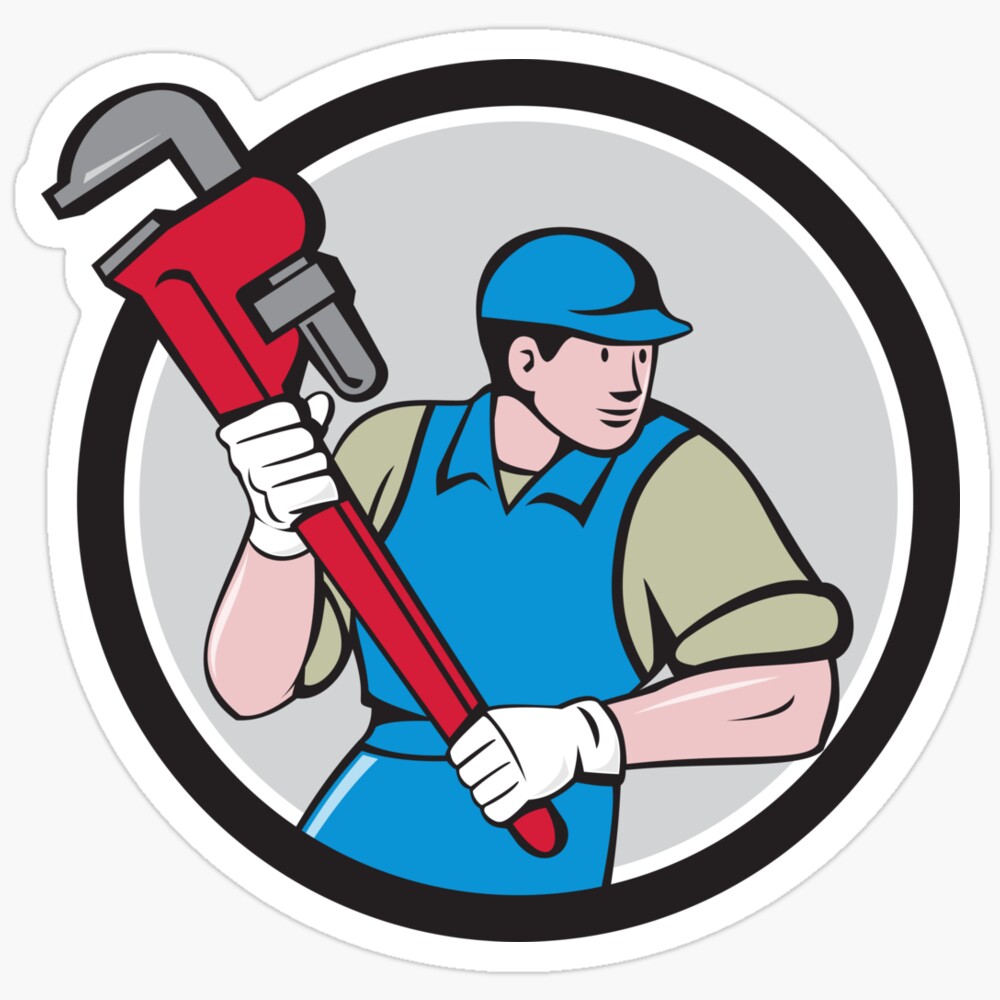 Master Plumber Sticker DOPASTICKER Plumber Running Monkey Wrench Circle Sticker Phone Decal ...