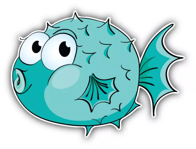 DOPASTICKER Puffer Fish Cartoon Sticker Decal Phone Decal Water Bottle ...