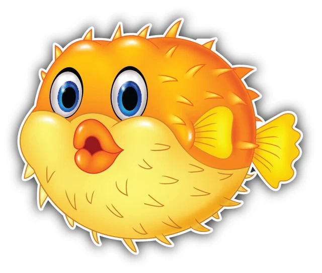 DOPASTICKER Puffer Fish Cartoon Sticker Decal Phone Decal Water Bottle ...