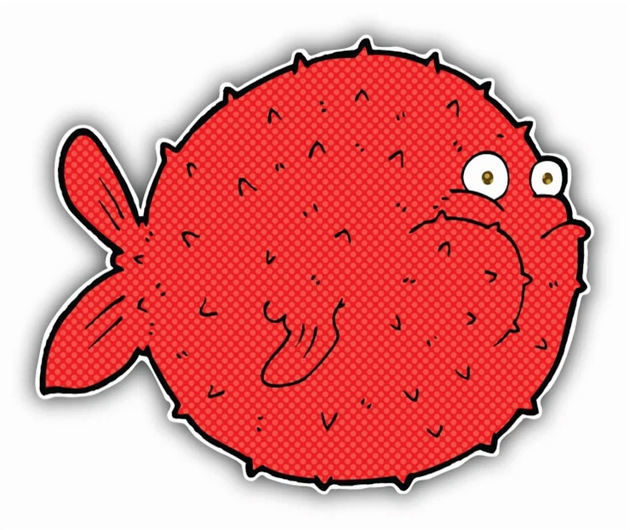 DOPASTICKER Puffer Fish Cartoon Sticker Decal Phone Decal Water Bottle ...