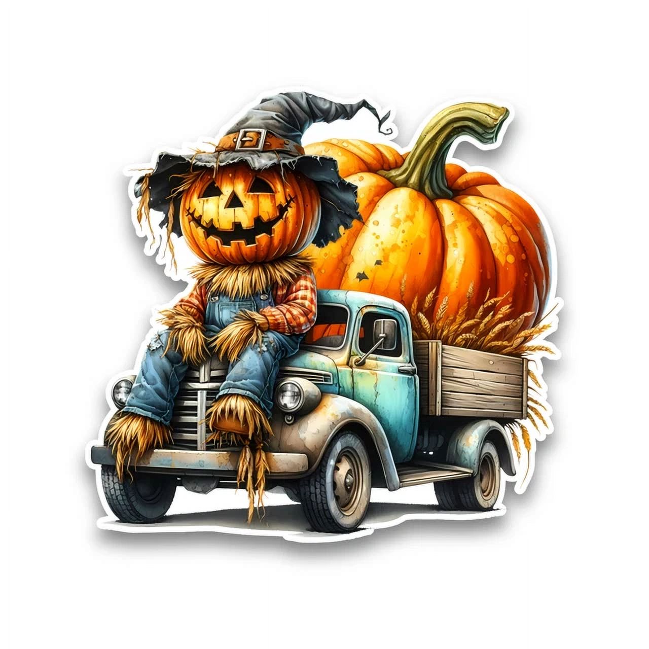 Hal Sticker DOPASTICKER Pumpkin Scarecrow Hal.Low.Een Truck Sticker Decal Car ...