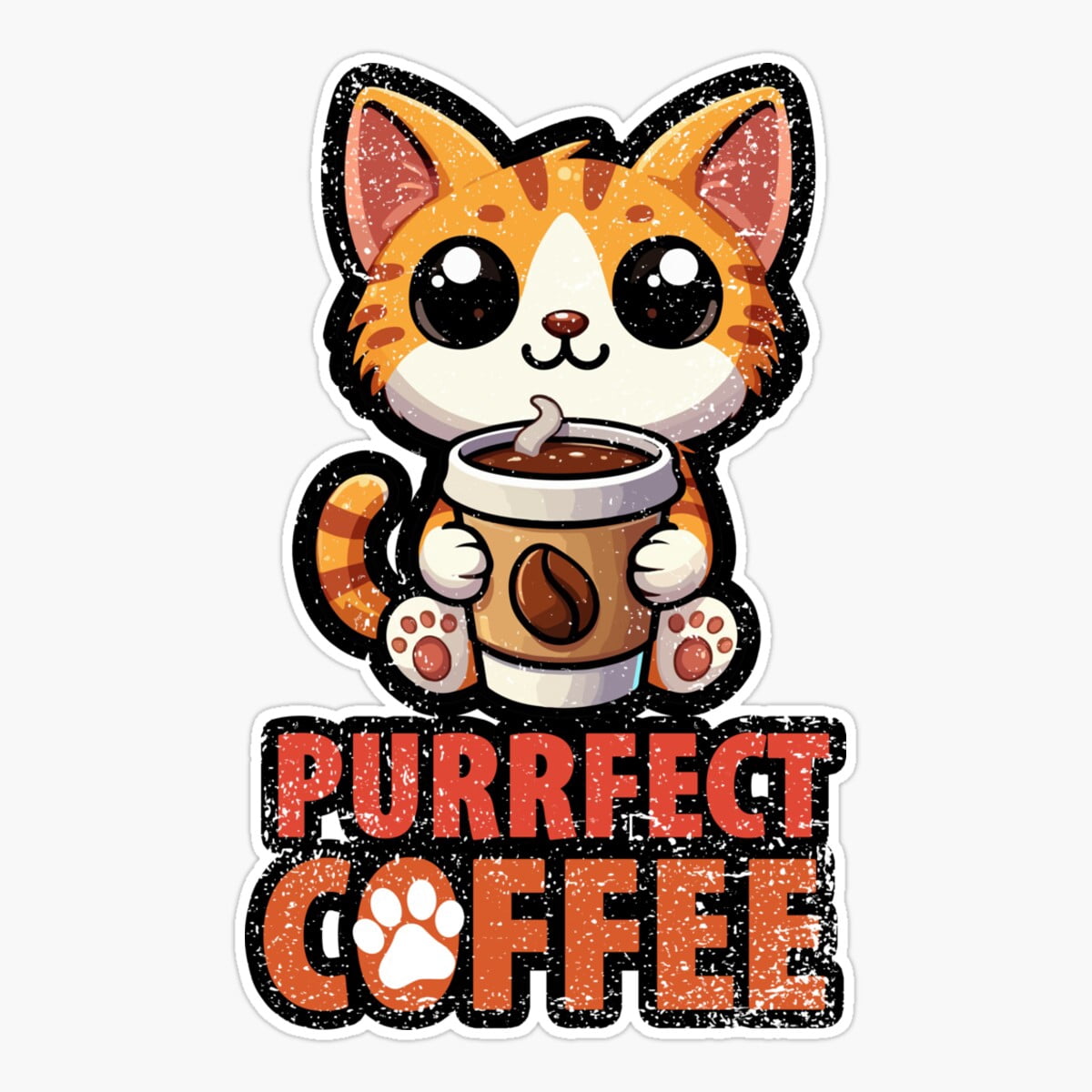 DOPASTICKER Purrfect Coffee, Cat Lovers, Coffee Lovers, And For Men And ...