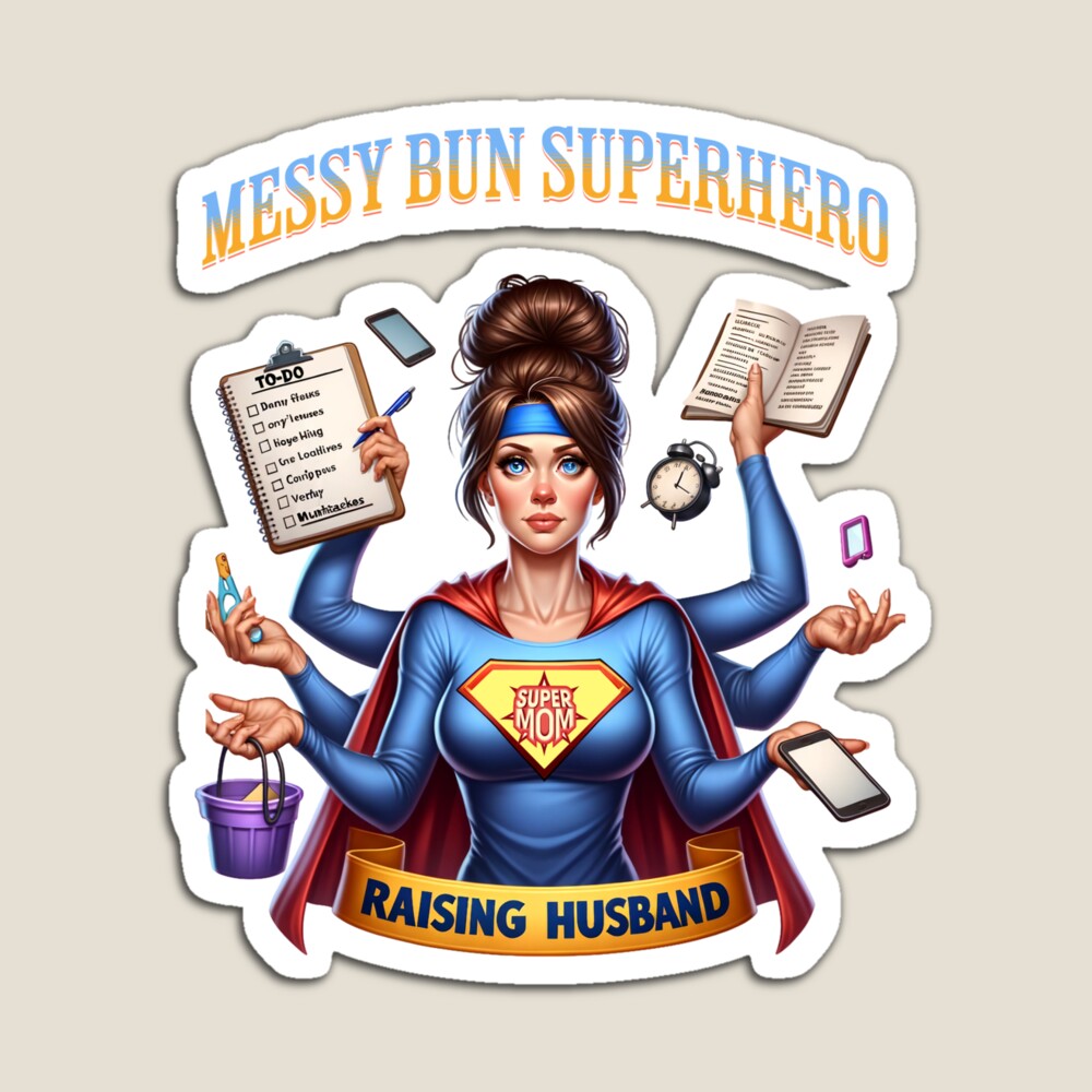 DOPASTICKER Raising My Husband Is Exhausting Messy Bun - Messy Bun ...