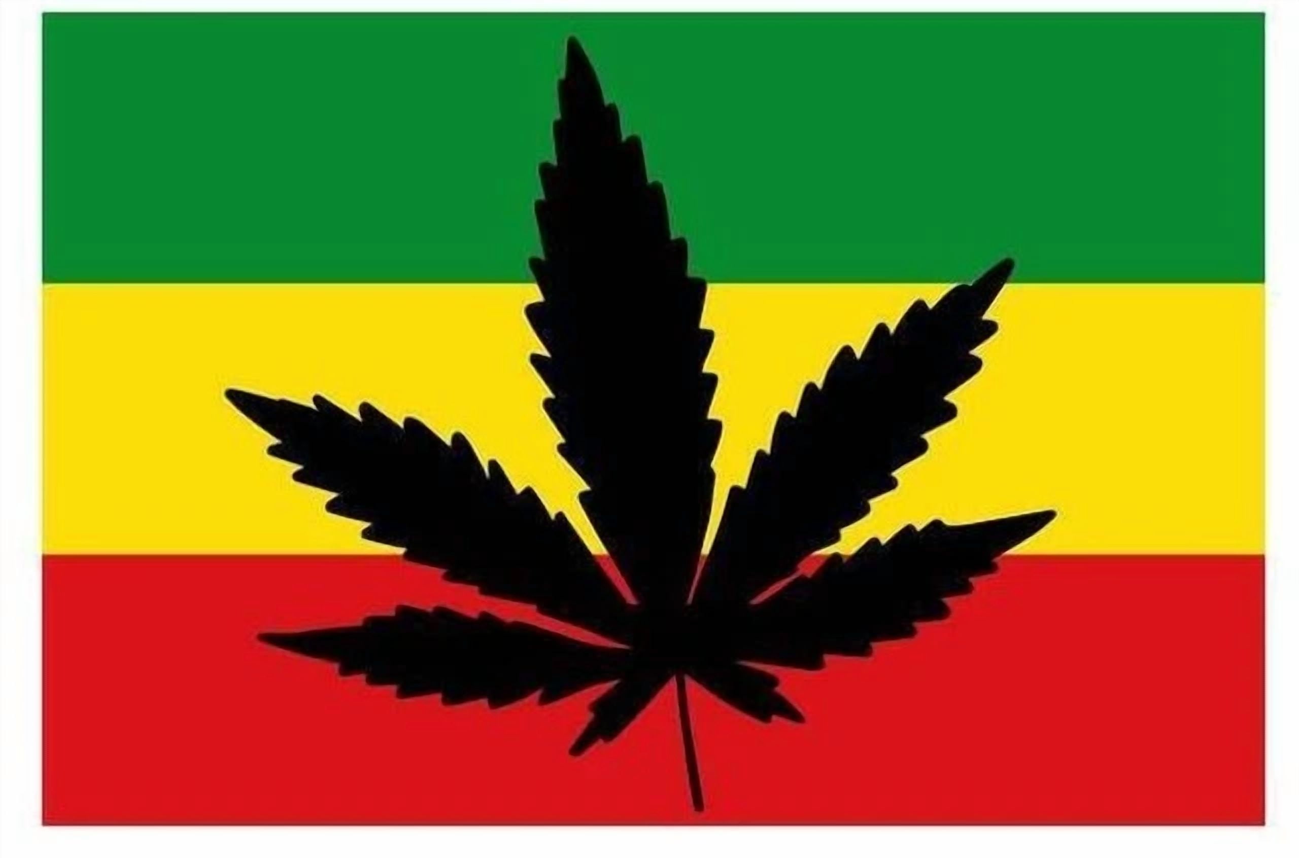 DOPASTICKER Rasta Mota Leaf Flag Sticker Decal Rastafari Rastafarianism ...
