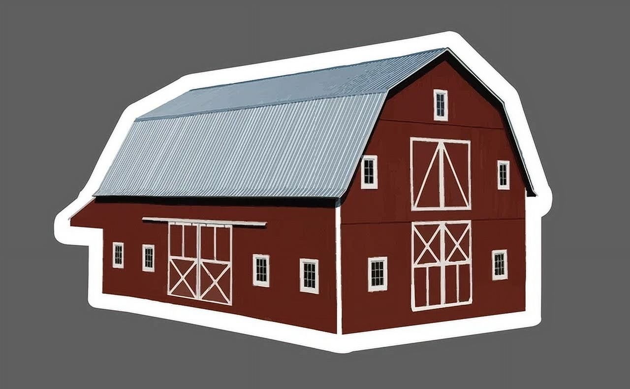 DOPASTICKER Red Barn Sticker Realistic Country Farm Farming Gift ...