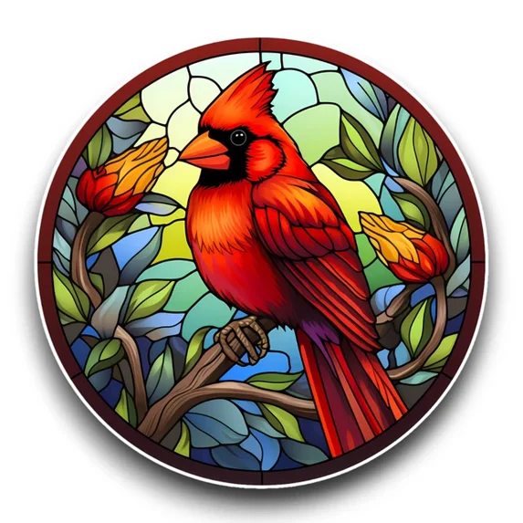 Thing Opaque Milk Band Stickers In Parrot Cages Installation Reference: Dopasticker Red Cardinal Bird Stained Glass Style Window Opaque Sticker