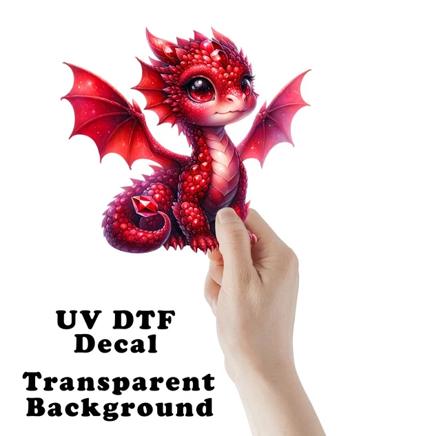 DOPASTICKER Red Jewel Dragon Sticker - Design Preview Only Decorative ...