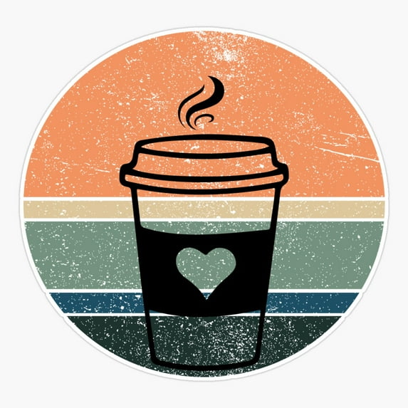 DOPASTICKER Retro Sunset Hot Beverage Thermos Sticker, Phone Sticker ...