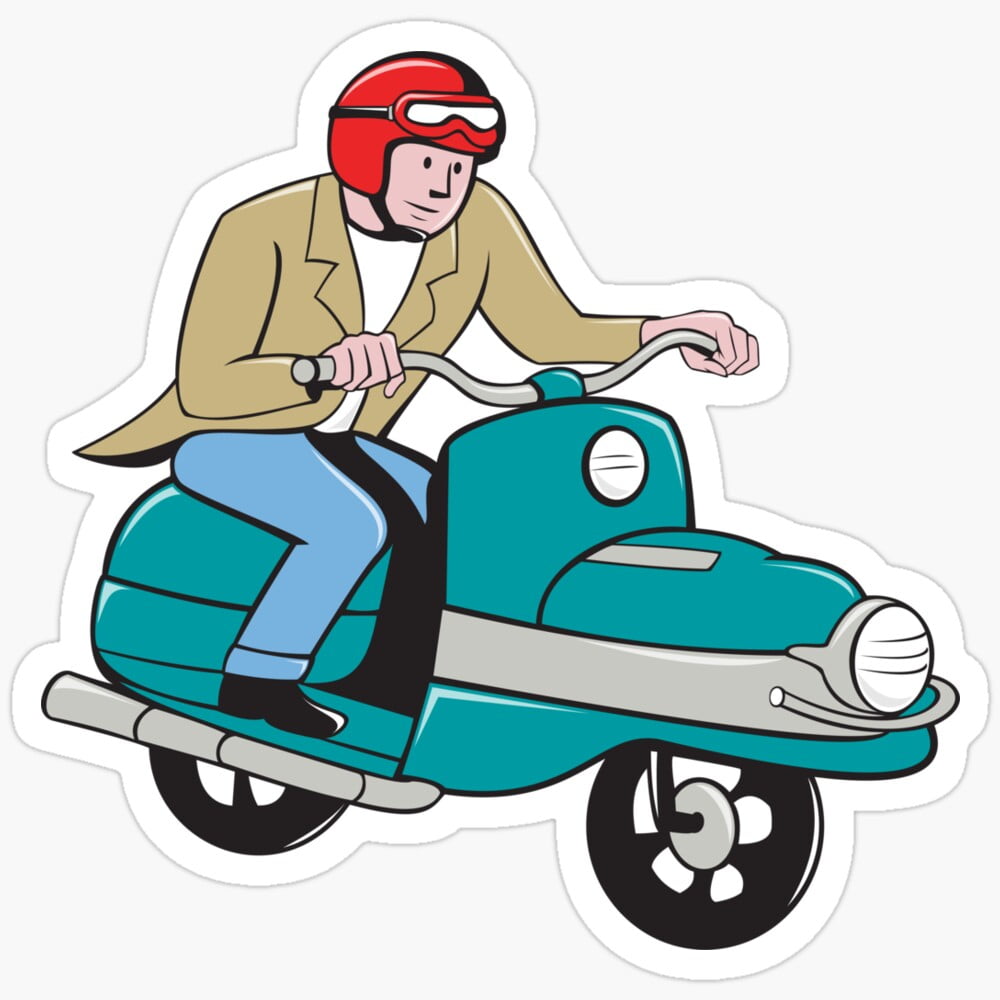 DOPASTICKER Rider Riding Scooter Isolated Cartoon Sticker Phone Decal ...