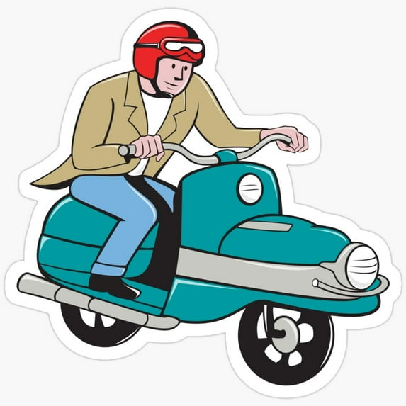 DOPASTICKER Rider Riding Scooter Isolated Cartoon Sticker Phone Decal ...