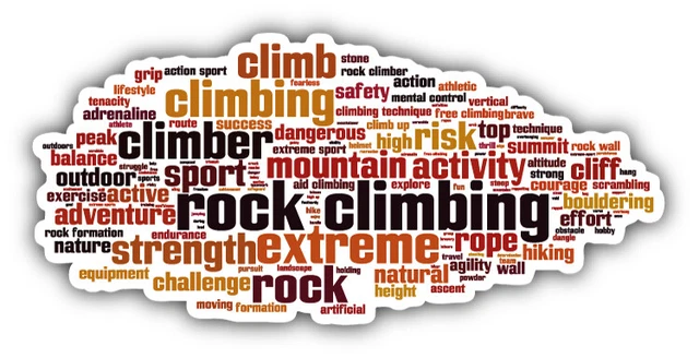 DOPASTICKER Rock Climbindg Word Cloud Car Sticker Phone Decal Water ...
