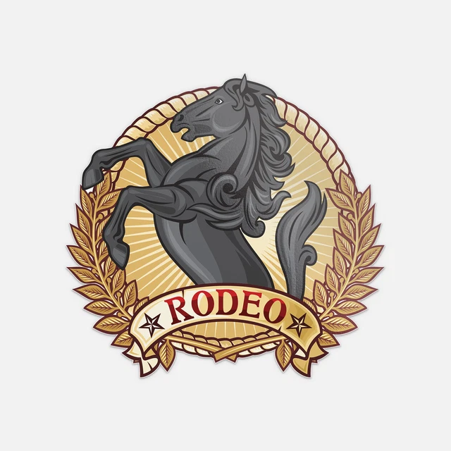 DOPASTICKER Rodeo Black Horse Sport Badge Sticker Decal Phone Decal ...