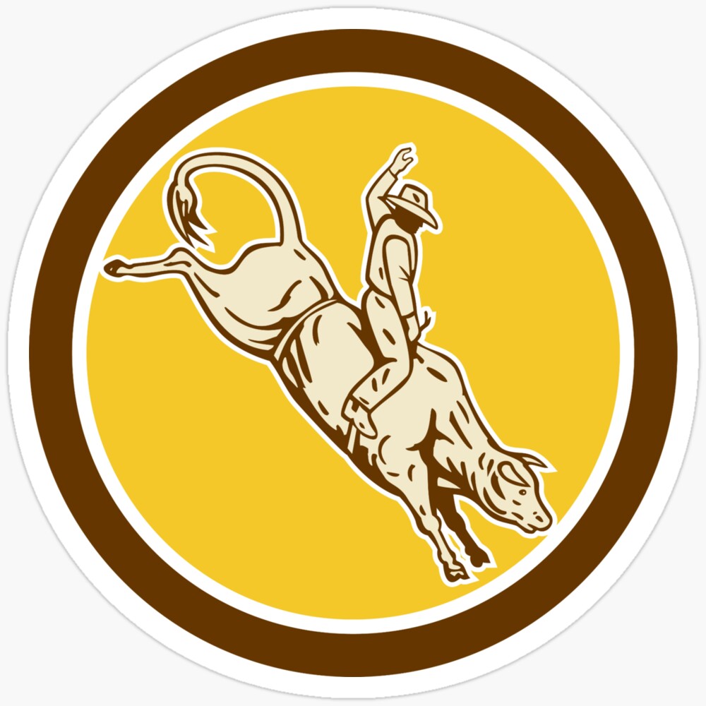 DOPASTICKER Rodeo Cowboy Bull Riding Retro Circle Sticker Phone Decal ...
