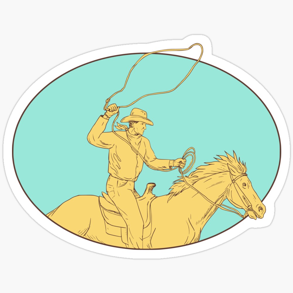Sticker Chart For Kids Rodeo DOPASTICKER Rodeo Cowboy Lasso Horse Circle Drawing Sticker Phone Decal ...