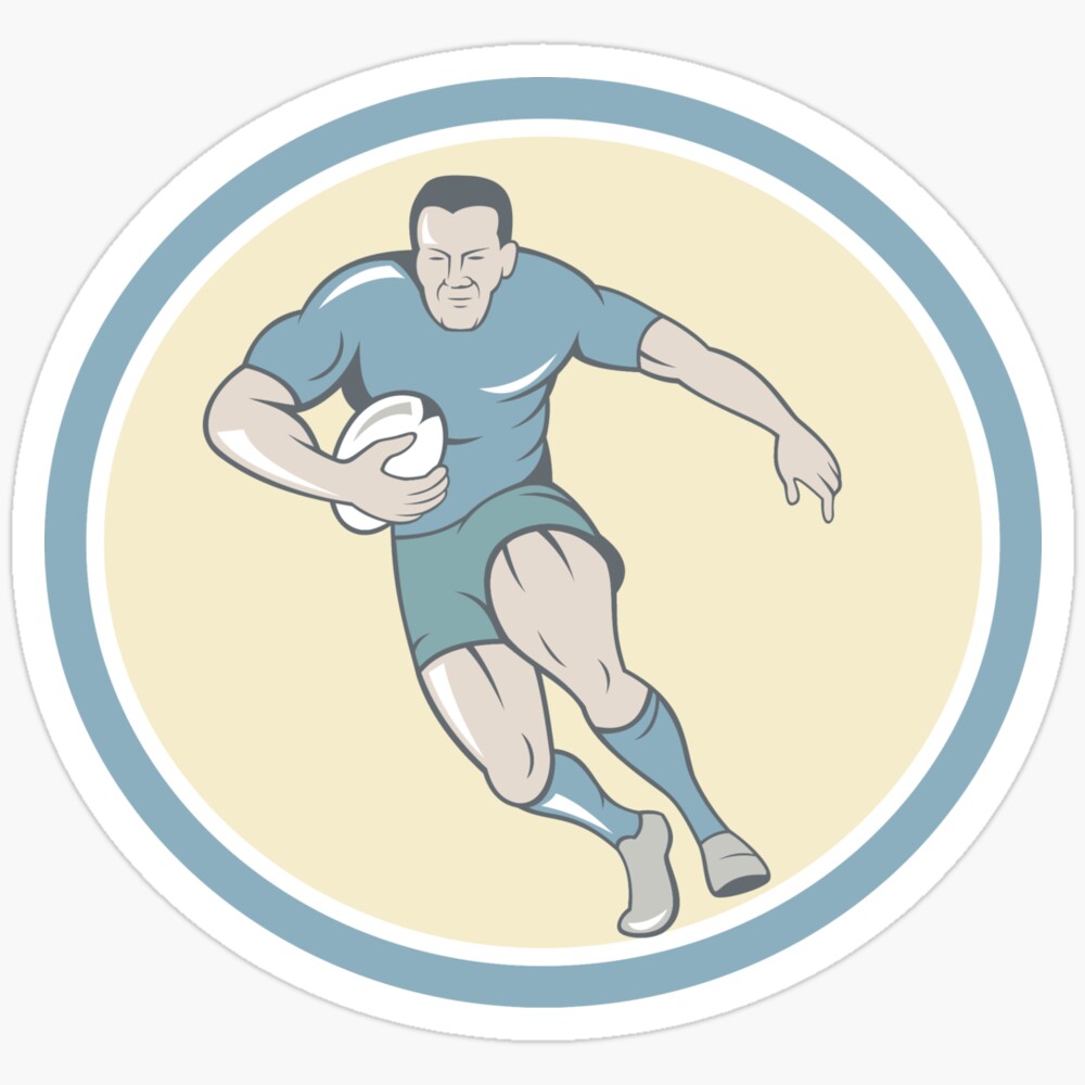 DOPASTICKER Rugby Player Running Ball Circle Sticker Phone Decal Water ...