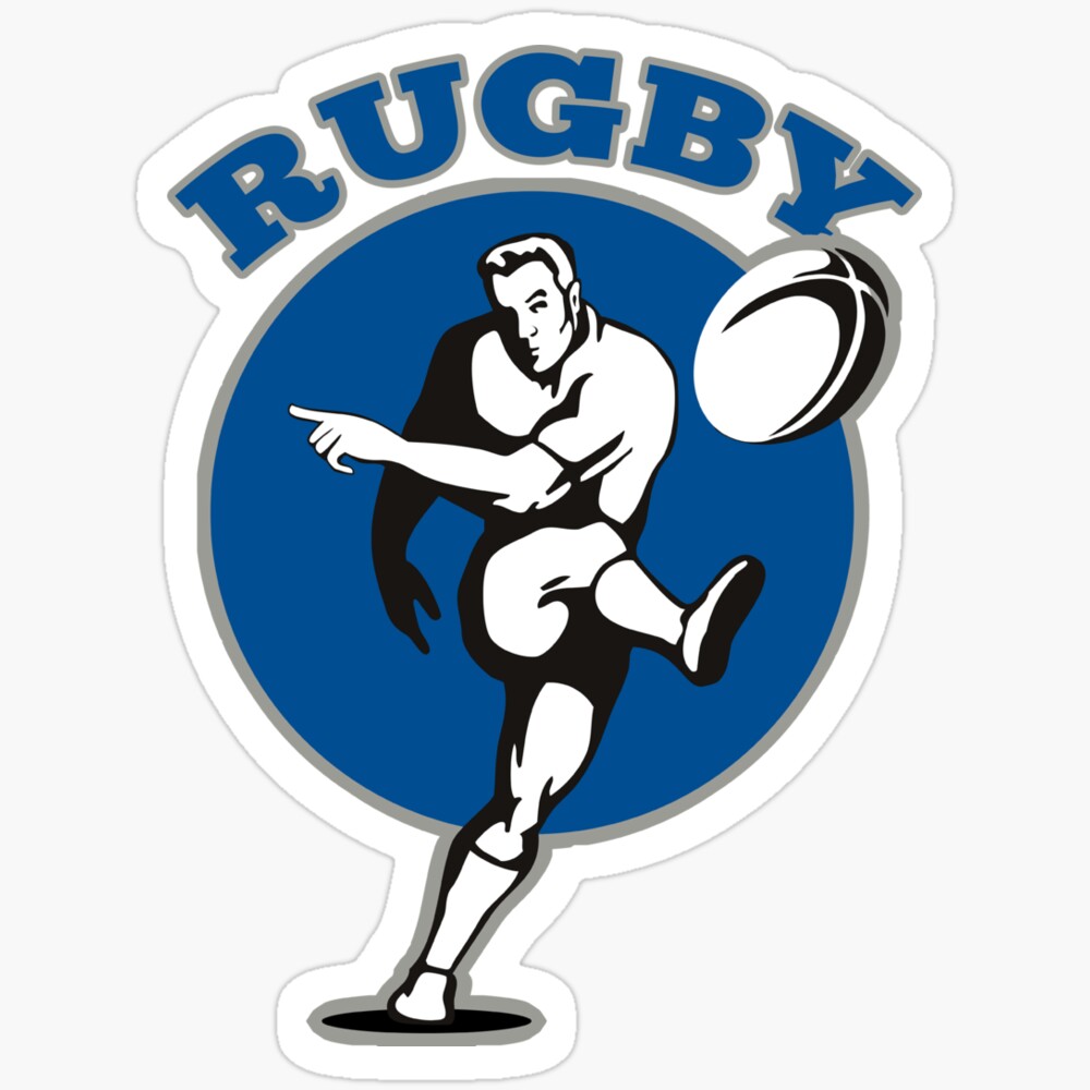 DOPASTICKER Rugby Player Running Kicking Ball Sticker Phone Decal Water ...