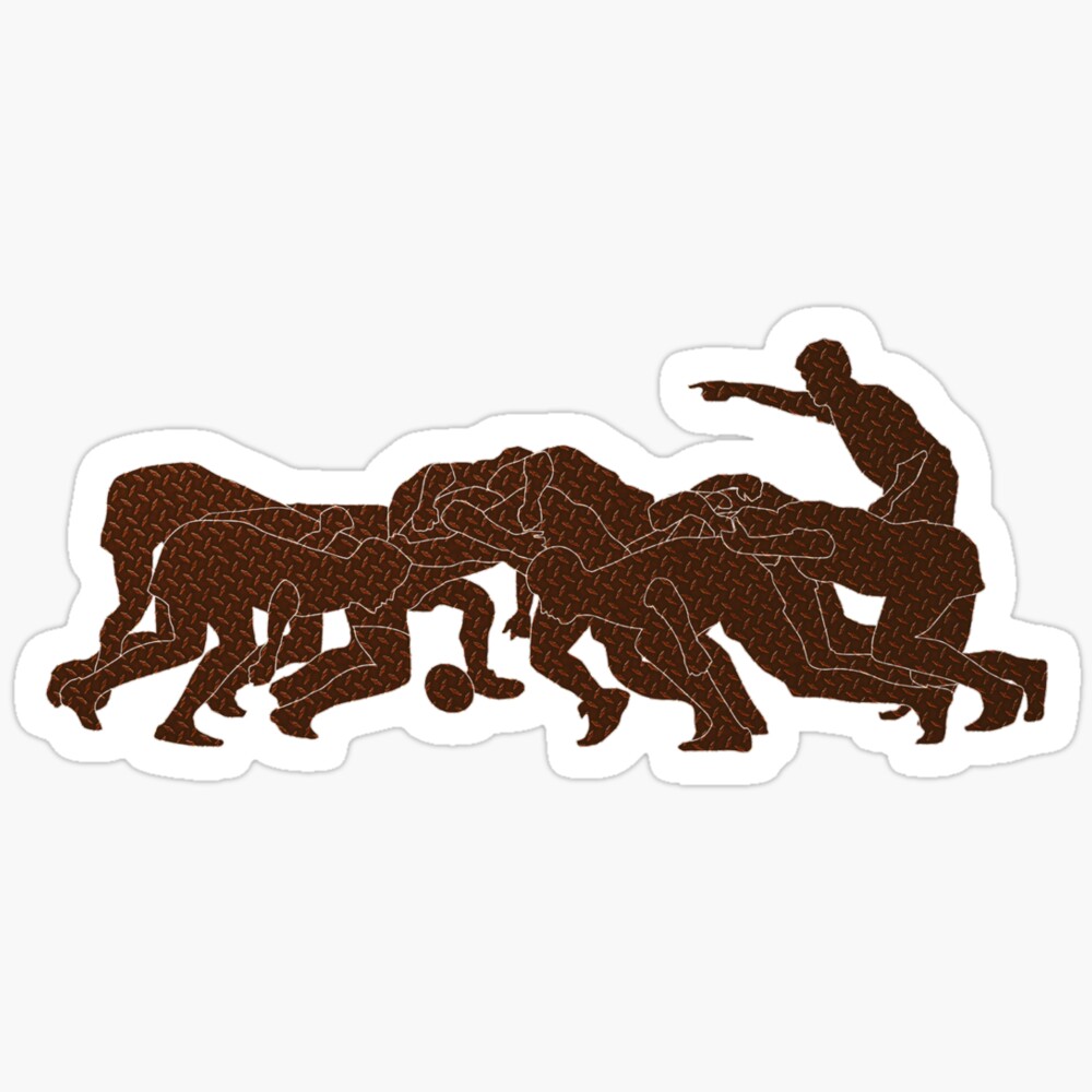 Scrum Try Ruck Sticker DOPASTICKER Rugby Player Scrum Metal Texture Sticker Phone Decal Water ...