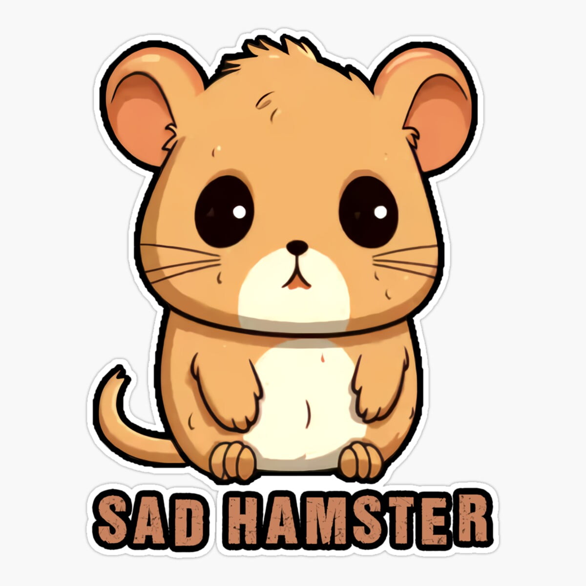 Hatch Sad Sticker DOPASTICKER Sad Hamster Unny Ace Sticker, Phone Sticker Water Bottle ...